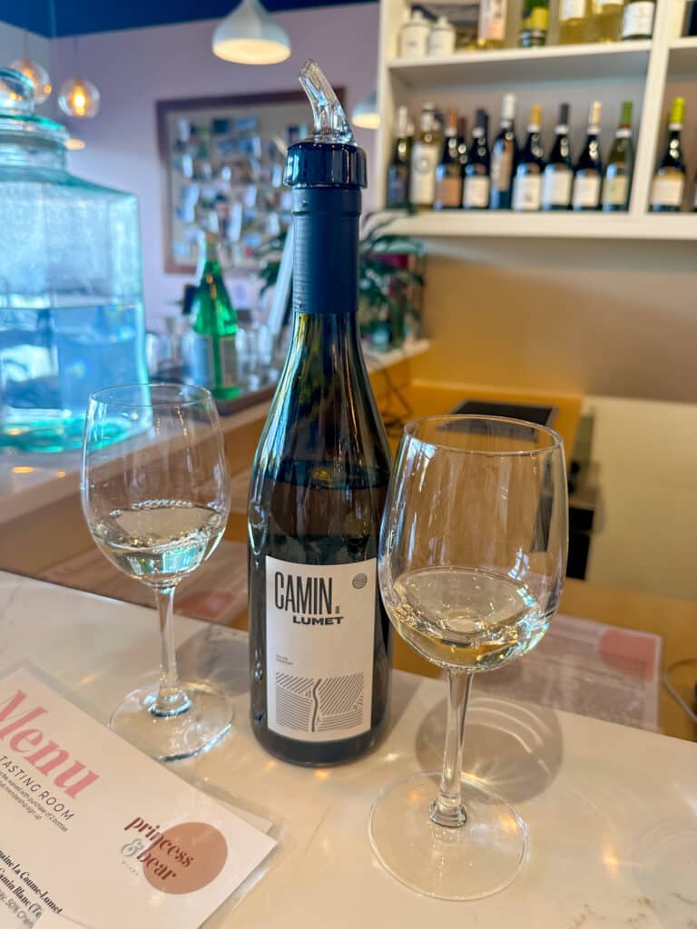 white wine from the Languedoc-Roussillon region in france at a wine bar