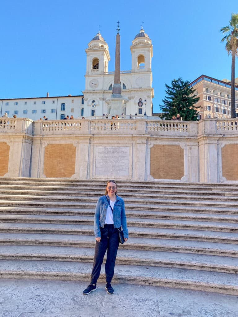 jillian travel and wellness influencer on the spanish steps in rome italy