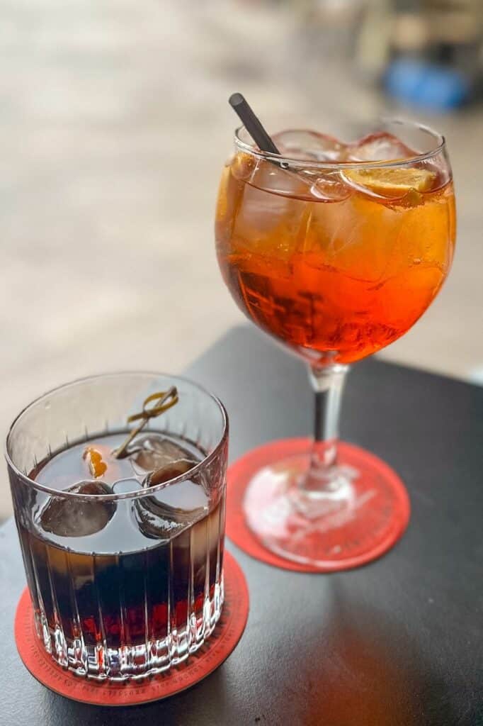 aperol spritz and vermouth at aperitif hour